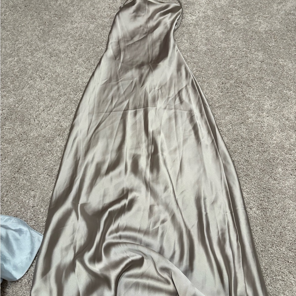 Zara Silver Satin Gown